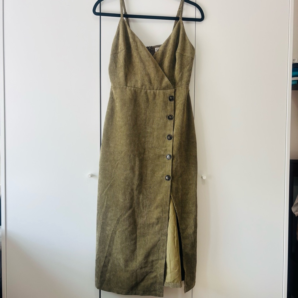 Lulu's Olive Green Midi Dress - Picture 2 of 9